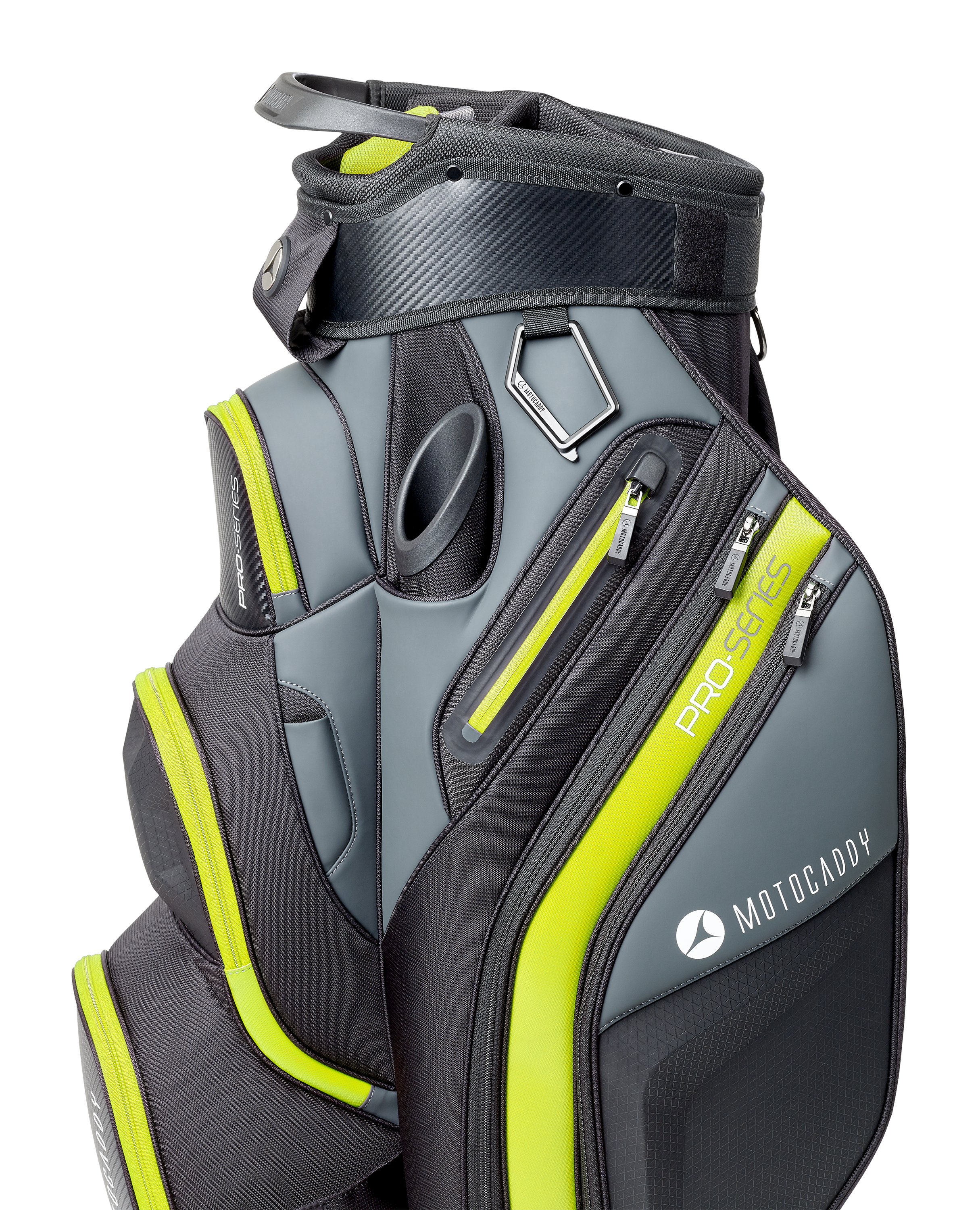 Motocaddy Pro-Series Golf Bag with 9 Spacious Pockets, Beverage Storage, Jumbo Putter Well, and Waterproof Rain Hood for Enhanced Game Experience