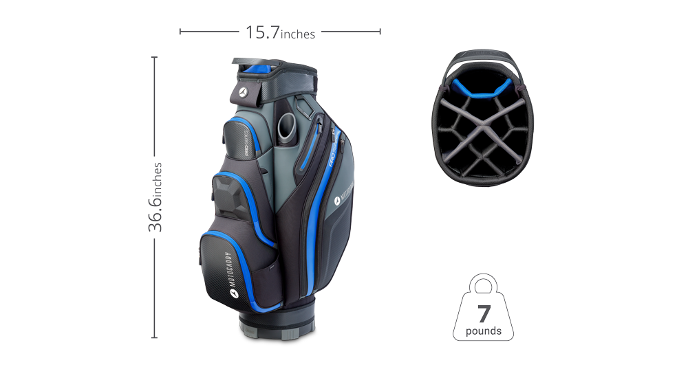 Motocaddy Pro-Series Golf Bag with 9 Spacious Pockets, Beverage Storage, Jumbo Putter Well, and Waterproof Rain Hood for Enhanced Game Experience