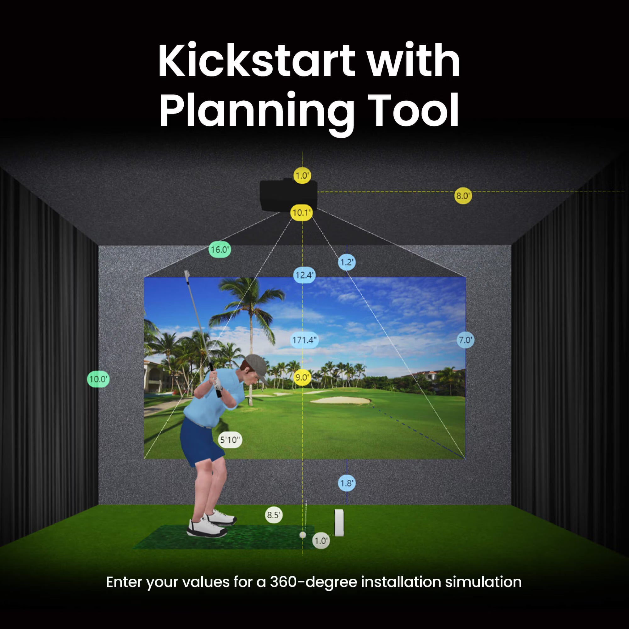 Retractable Golf Simulator Enclosure Package - The Ultimate Home Golf Simulator 5-Piece Bundle